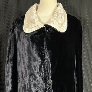 Handmade Black Velvet Reversible Cream Brocade Cape Cloak Theatre Costume Goth